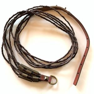 Festival Wear BoHo Brown Leather Strands Belt Metallic Studs Closure NWOT